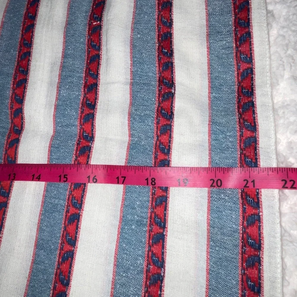 Alliance Merchandising Cotton Silk Striped Wrap Scarf Blue‎ Red Cream Fringe